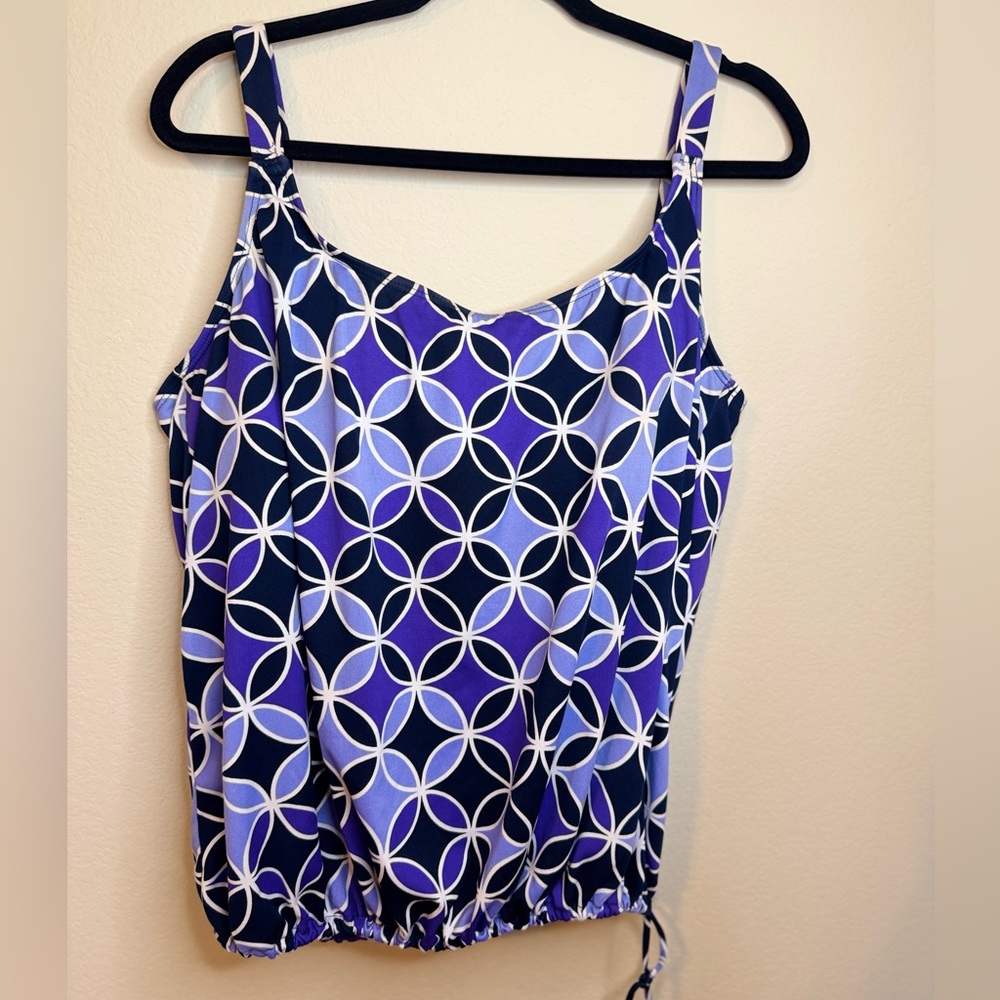 Chic Colorful Women’s Size 18 Drawstring Blouson Swimsuit Top!